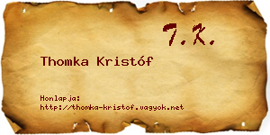 Thomka Kristóf névjegykártya
